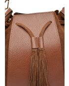 Isabella Braune Beuteltasche aus Leder, 25 x 24 x 12,5 cm