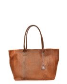 Aurora Croco Tragetasche aus braunem Leder, 28 x 36 x 16 cm