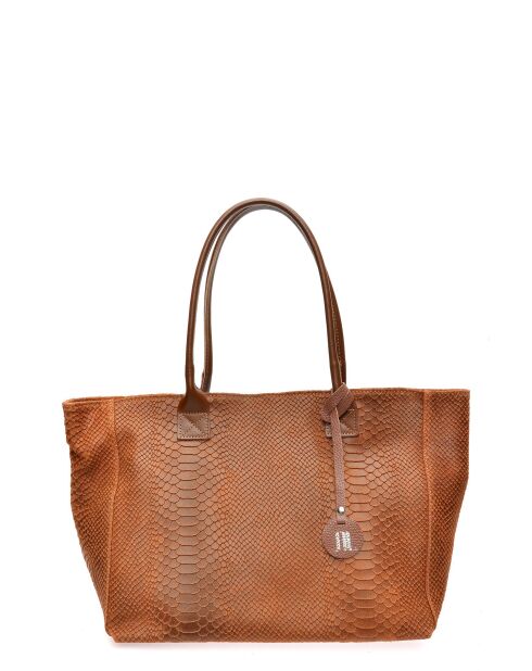 Aurora Croco Tragetasche aus braunem Leder, 28 x 36 x 16 cm