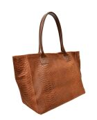 Aurora Croco Tragetasche aus braunem Leder, 28 x 36 x 16 cm