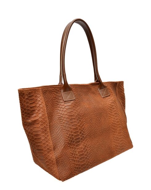 Aurora Croco Tragetasche aus braunem Leder, 28 x 36 x 16 cm