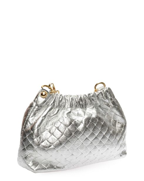 Anita zilveren leren schoudertas - 14x22x6 cm