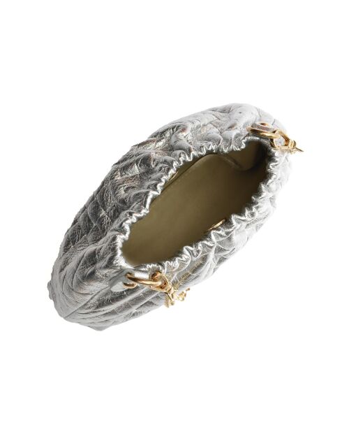 Anita zilveren leren schoudertas - 14x22x6 cm