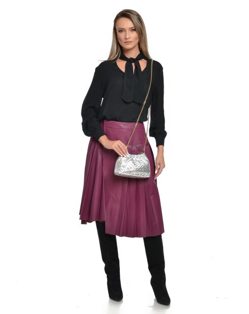 Anita zilveren leren schoudertas - 14x22x6 cm