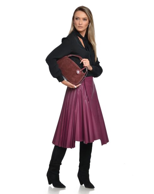 Milano Bordeauxrote Handtasche aus Samtleder -14x22x6 cm