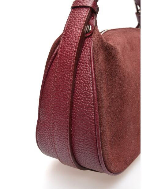 Milano Bordeauxrote Handtasche aus Samtleder -14x22x6 cm