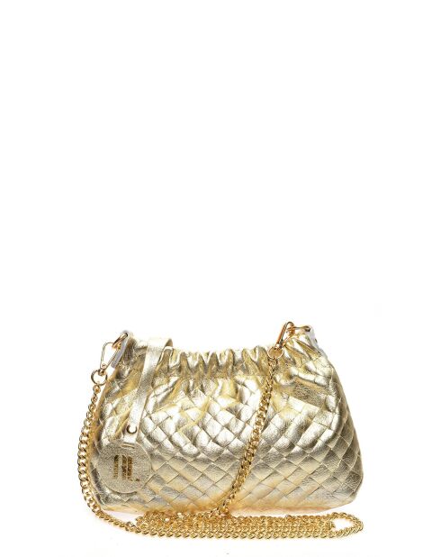 Anita gouden leren schoudertas - 14x22x6 cm