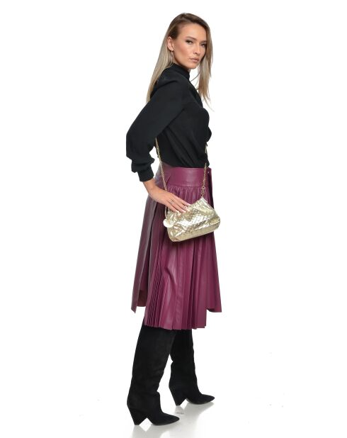 Anita gouden leren schoudertas - 14x22x6 cm