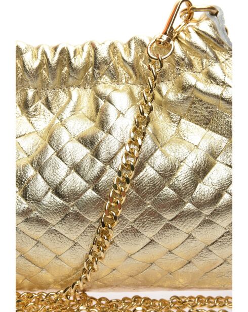 Anita gouden leren schoudertas - 14x22x6 cm