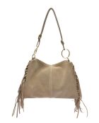 Zoé blauwe fluwelen leren schoudertas - 26,5x36,5 cm