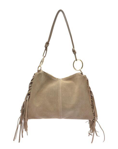 Zoé blauwe fluwelen leren schoudertas - 26,5x36,5 cm