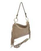 Zoé blauwe fluwelen leren schoudertas - 26,5x36,5 cm