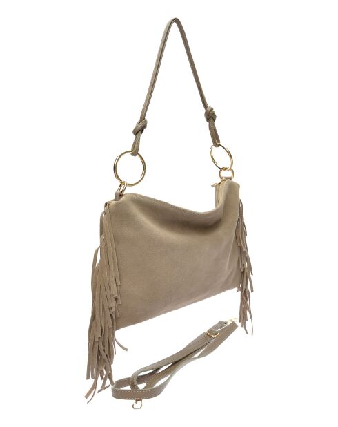 Zoé blauwe fluwelen leren schoudertas - 26,5x36,5 cm