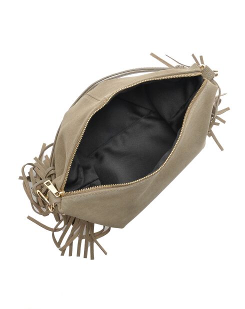 Zoé blauwe fluwelen leren schoudertas - 26,5x36,5 cm