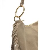 Zoé blauwe fluwelen leren schoudertas - 26,5x36,5 cm