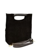 Eleonora donkerbruine fluwelen leren handtas - 24,5x27,5x7 cm