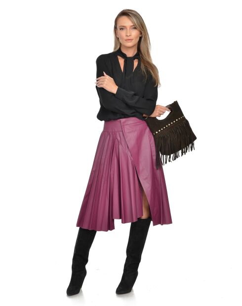 Eleonora donkerbruine fluwelen leren handtas - 24,5x27,5x7 cm