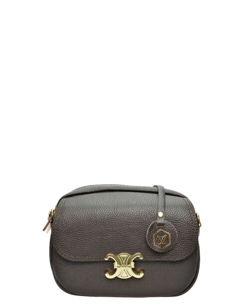 Elina Schultertasche aus dunkelbraunem Leder - 17x22x7 cm