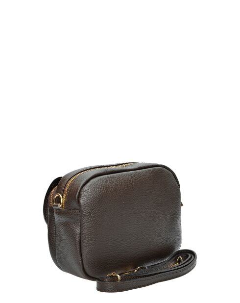 Elina Schultertasche aus dunkelbraunem Leder - 17x22x7 cm