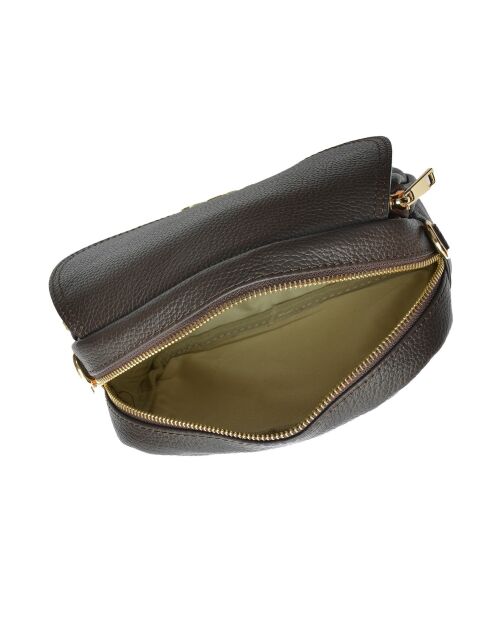 Elina Schultertasche aus dunkelbraunem Leder - 17x22x7 cm