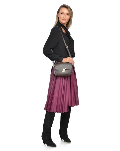 Elina Schultertasche aus dunkelbraunem Leder - 17x22x7 cm