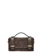 Donkerbruine bianca fluwelen leren handtas - 9x18x4,5 cm