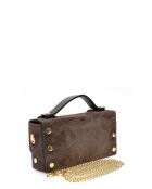 Donkerbruine bianca fluwelen leren handtas - 9x18x4,5 cm