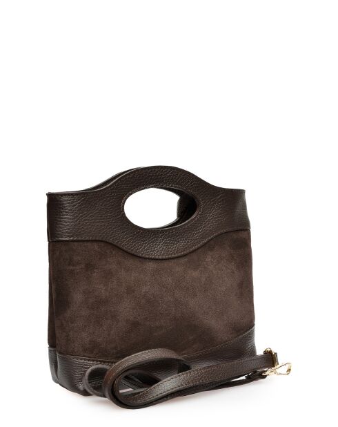 Luna leren handtas donkerbruin - 16x24x7,5 cm