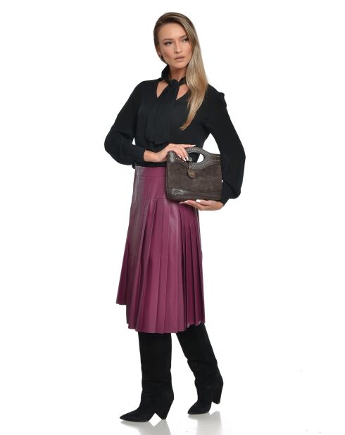 Luna leren handtas donkerbruin - 16x24x7,5 cm