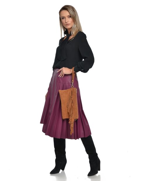 Funda de piel aterciopelada Cloé Cognac - 18,5x30 cm