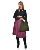 Valentina groene fluwelen leren hobotas - 31,5x37x4 cm