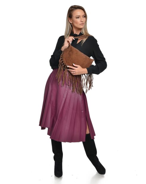 Emilia bruine leren schoudertas - 20x31,5 cm