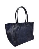 Aurora Croco Tragetasche aus blauem Leder, 28 x 36 x 16 cm