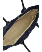 Aurora Croco Tragetasche aus blauem Leder, 28 x 36 x 16 cm