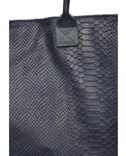 Aurora Croco Tragetasche aus blauem Leder, 28 x 36 x 16 cm