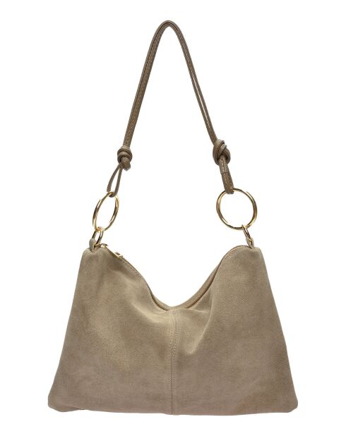 Noémie blauwe fluwelen leren schoudertas - 25,5x36 cm