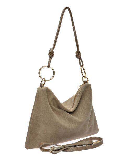 Noémie blauwe fluwelen leren schoudertas - 25,5x36 cm