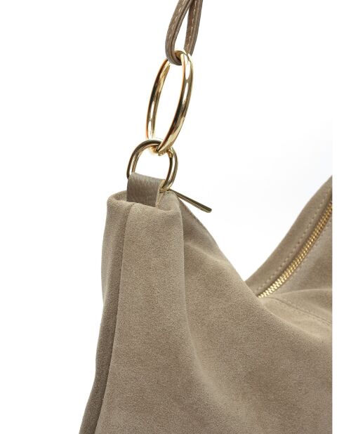 Noémie blauwe fluwelen leren schoudertas - 25,5x36 cm