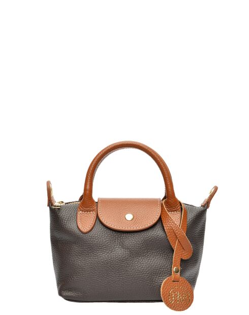 Dunkelbraune Marlene-Lederhandtasche - 13x22x8,5 cm