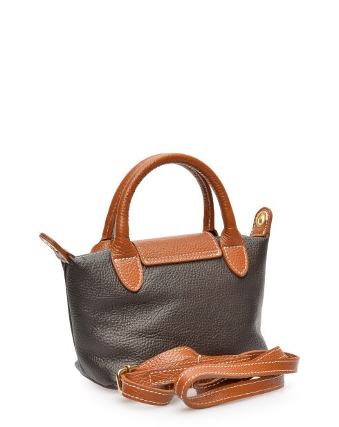 Dunkelbraune Marlene-Lederhandtasche - 13x22x8,5 cm