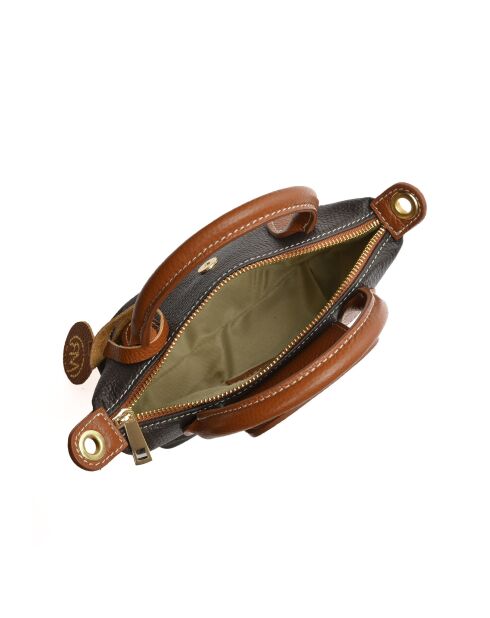 Dunkelbraune Marlene-Lederhandtasche - 13x22x8,5 cm