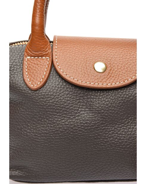 Dunkelbraune Marlene-Lederhandtasche - 13x22x8,5 cm