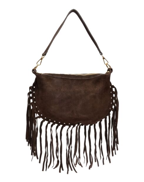 Emilia donkerbruine leren schoudertas - 20x31,5 cm