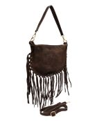 Emilia donkerbruine leren schoudertas - 20x31,5 cm