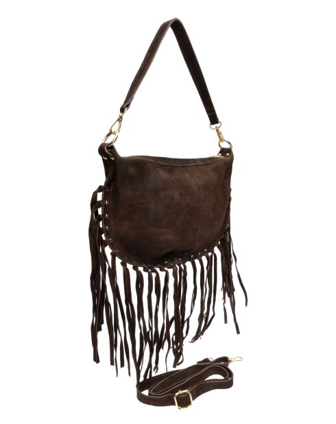 Emilia donkerbruine leren schoudertas - 20x31,5 cm