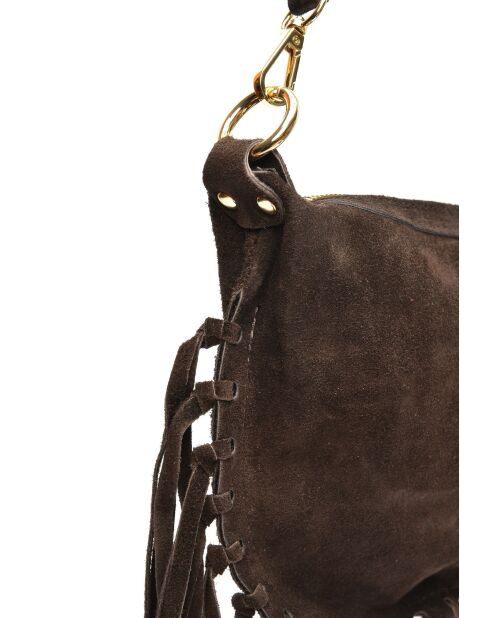 Emilia donkerbruine leren schoudertas - 20x31,5 cm