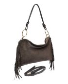 Dunkelbraune Schultertasche Zoé Velvet aus Veloursleder - 26,5 x 36,5 cm