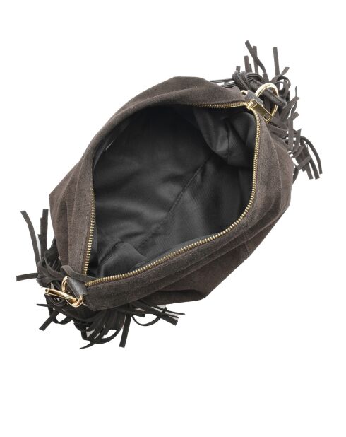 Dunkelbraune Schultertasche Zoé Velvet aus Veloursleder - 26,5 x 36,5 cm