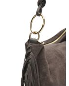 Dunkelbraune Schultertasche Zoé Velvet aus Veloursleder - 26,5 x 36,5 cm