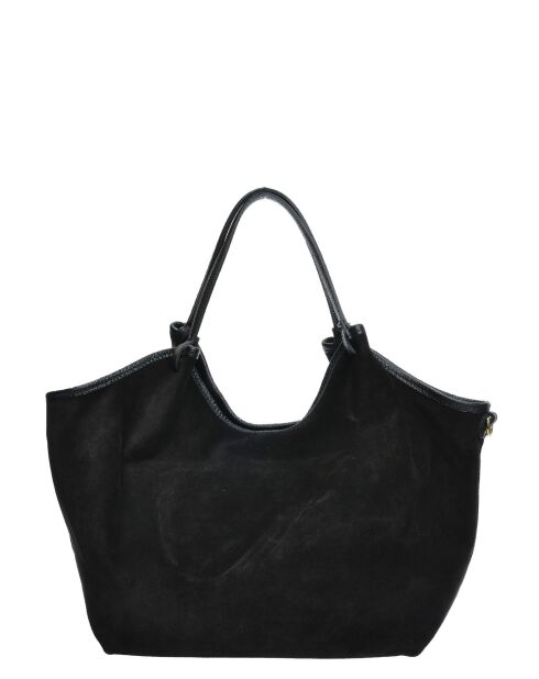 Valentina Hope zwarte fluwelen leren hobotas - 29x42x11 cm